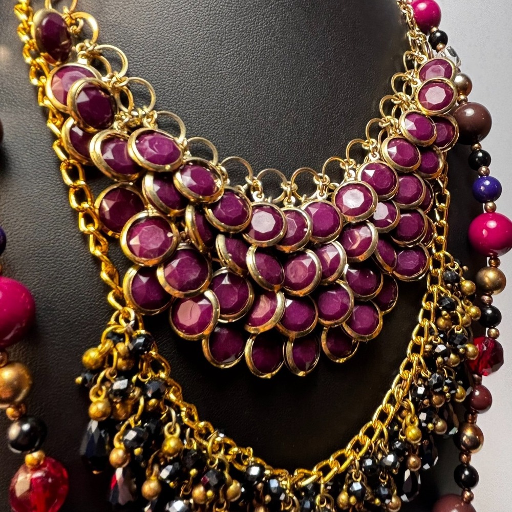 Necklace Lot Gold Tone‎ Maximalist Glass Acrylic Pirate Core